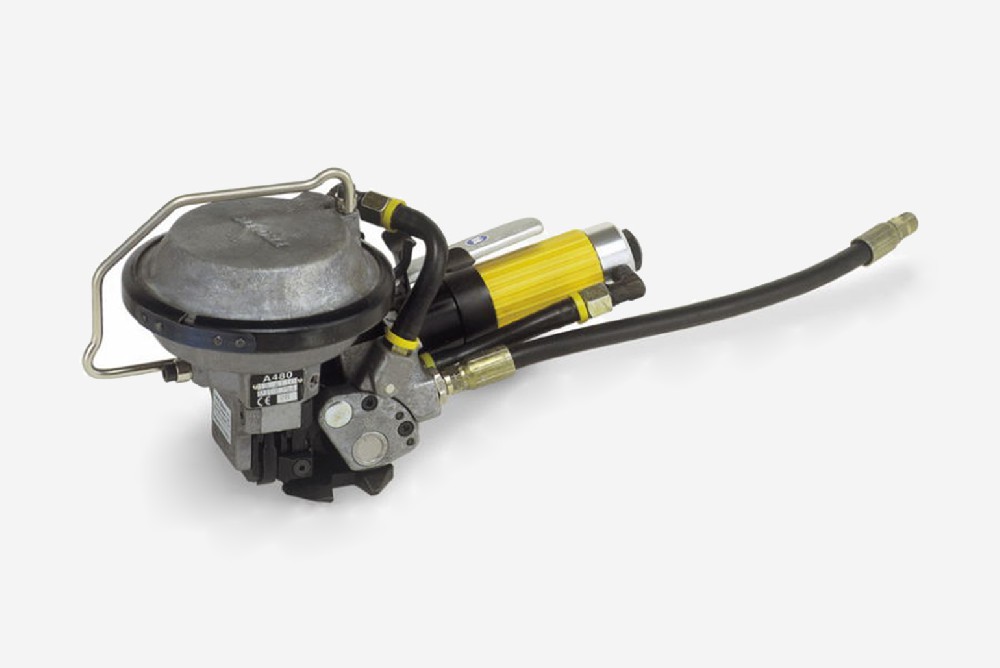 氣動一體式鋼帶有扣打包機(jī)